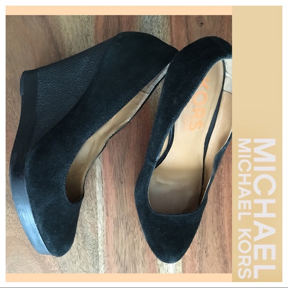 Michael Kors Shoes - MICHAEL KORS Suede Wedges in Black - Size 6.5